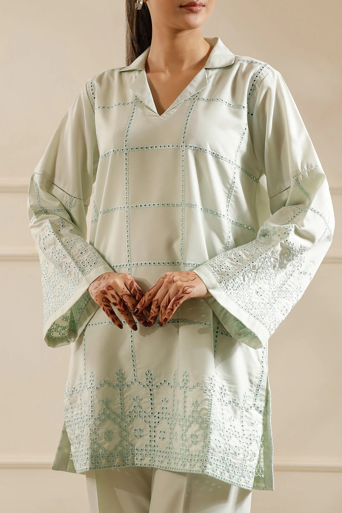 Solid Embroidered Polyester Stitched 2 Piece (Shirt/Trouser) - Image 2