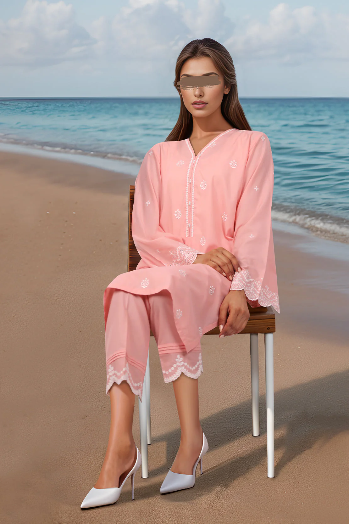 Solid Embroidered Polyester Stitched 2 Piece (Shirt/Trouser) - Image 3