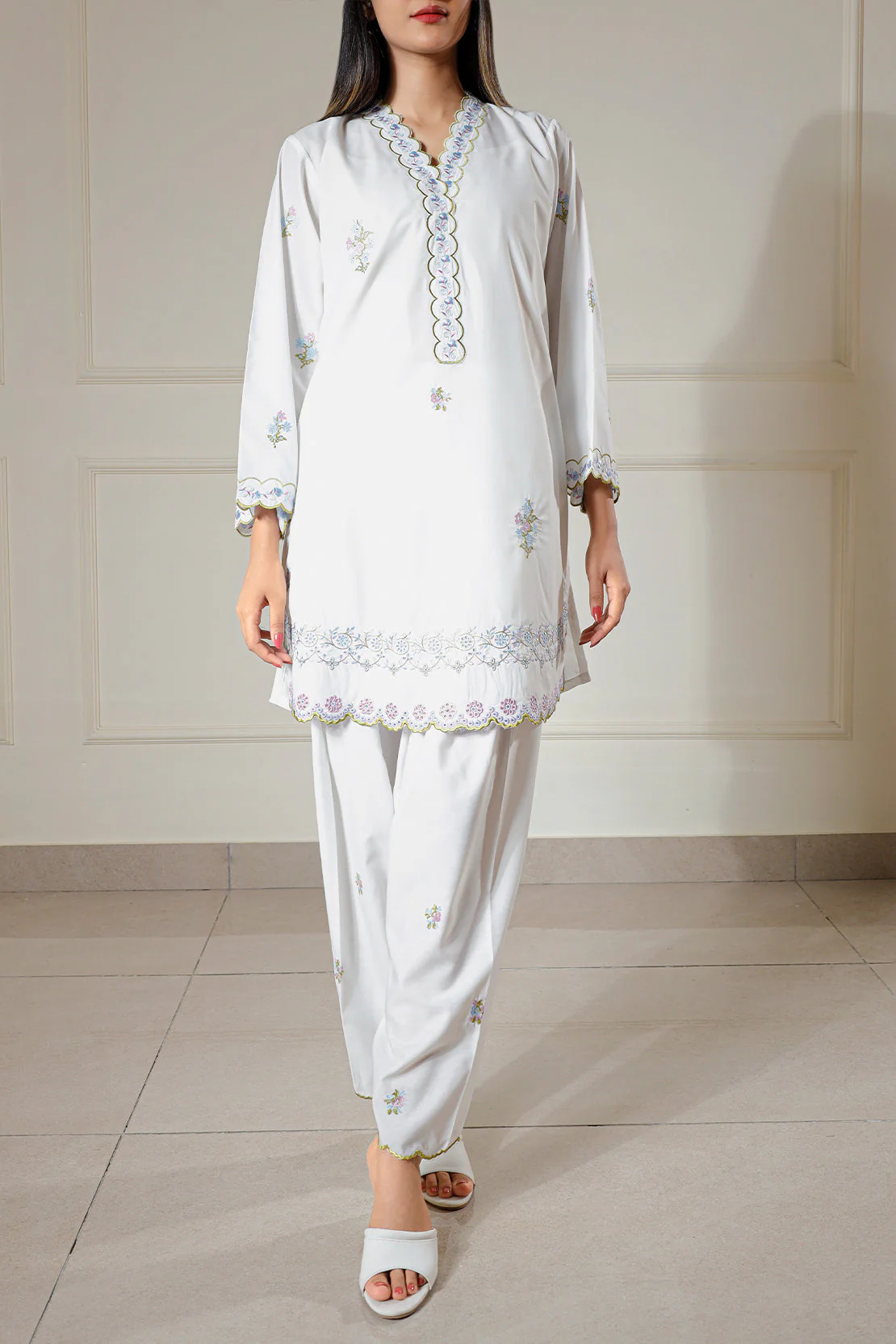 Solid Embroidered Polyester Stitched 2 Piece (Shirt/Trouser) - Image 4