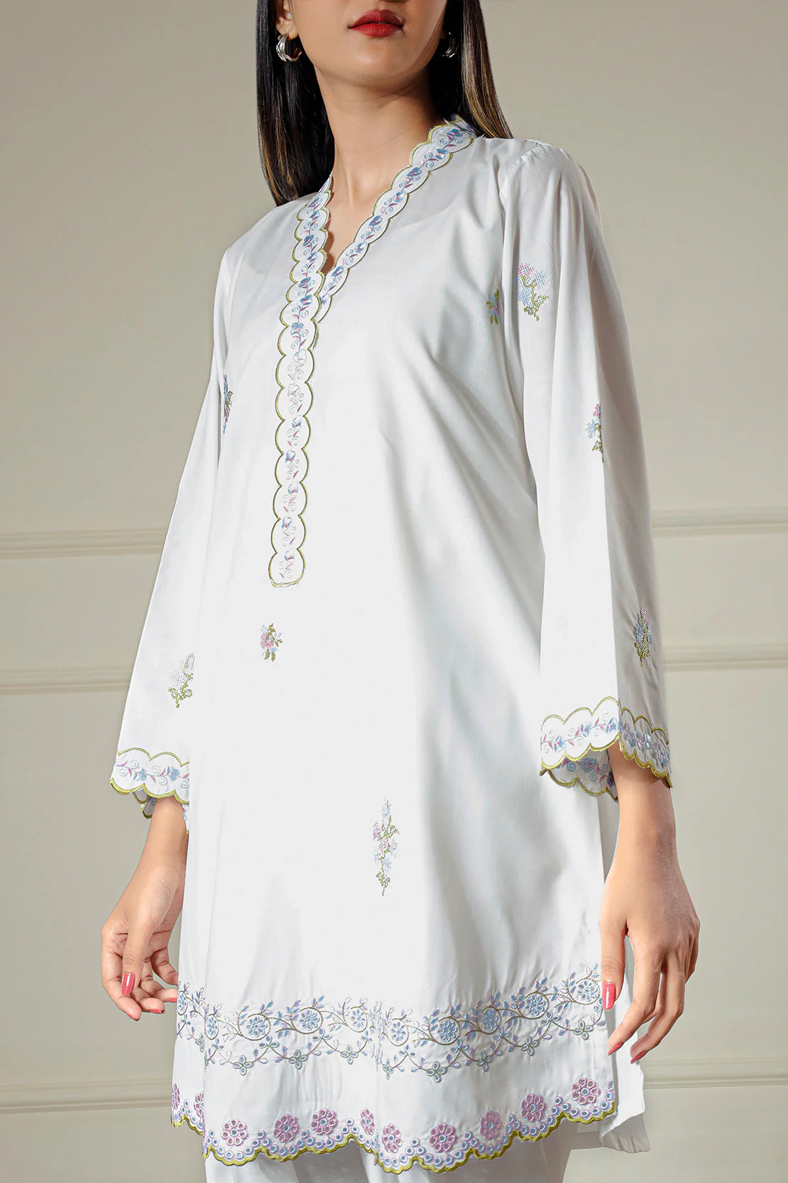 Solid Embroidered Polyester Stitched 2 Piece (Shirt/Trouser) - Image 5