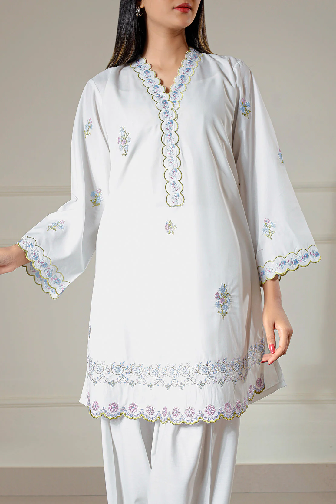 Solid Embroidered Polyester Stitched 2 Piece (Shirt/Trouser) - Image 6