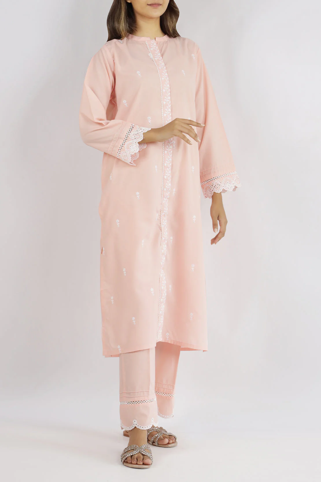 Solid Embroidered Polyester Stitched 2 Piece (Shirt/Trouser) - Image 2