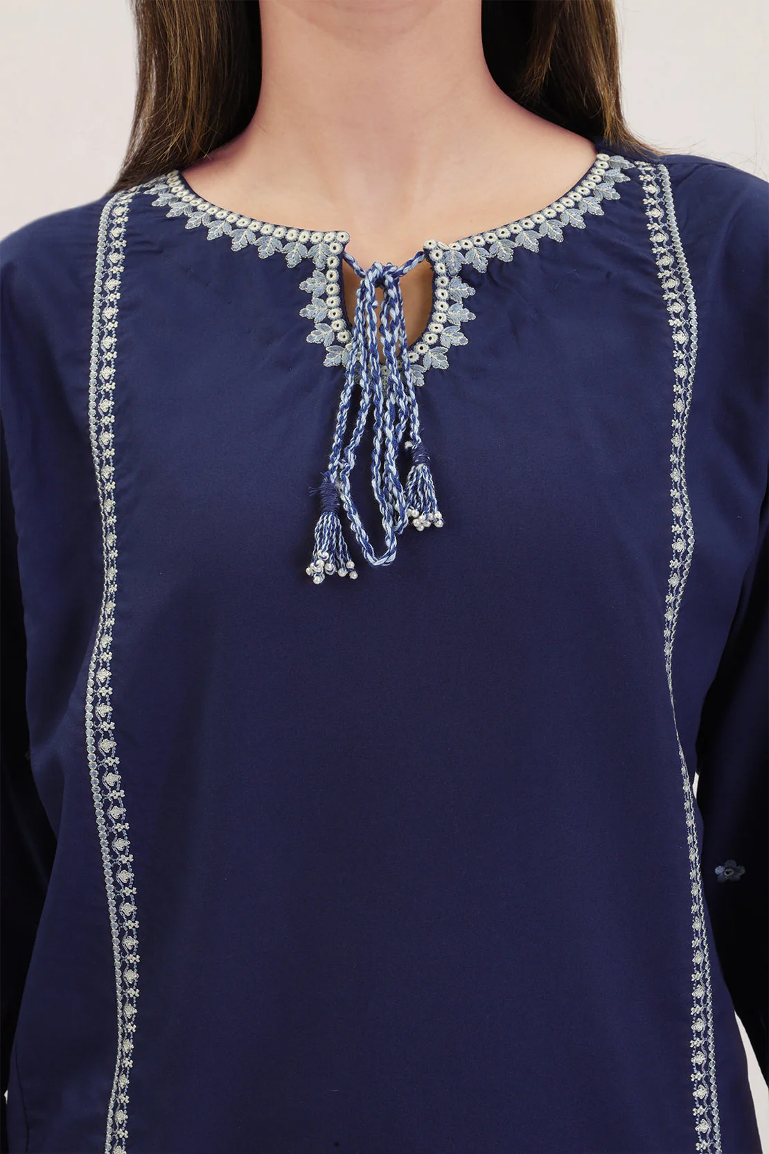Solid Embroidered Polyester Stitched 2 Piece (Shirt/Trouser) - Image 2