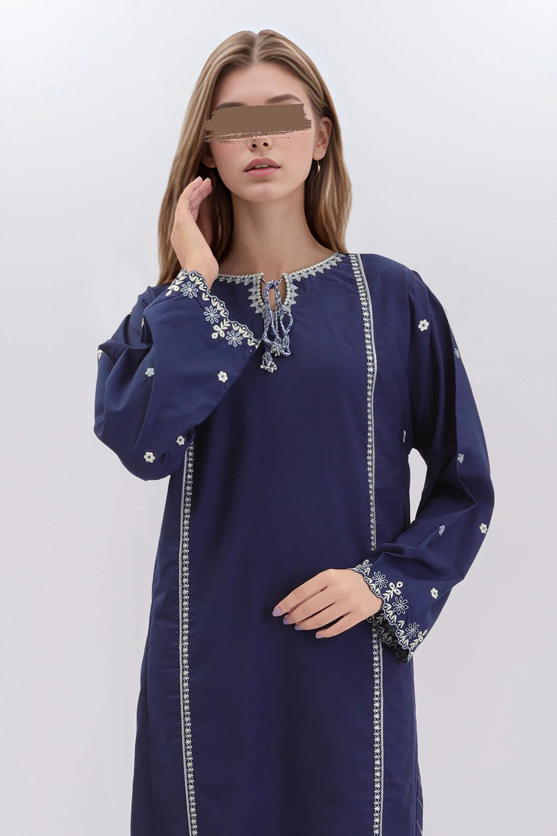 Solid Embroidered Polyester Stitched 2 Piece (Shirt/Trouser) - Image 4