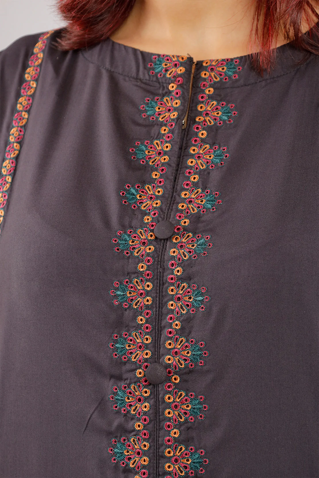 Solid Embroidered Polyester Stitched 2 Piece (Shirt/Trouser) - Image 5