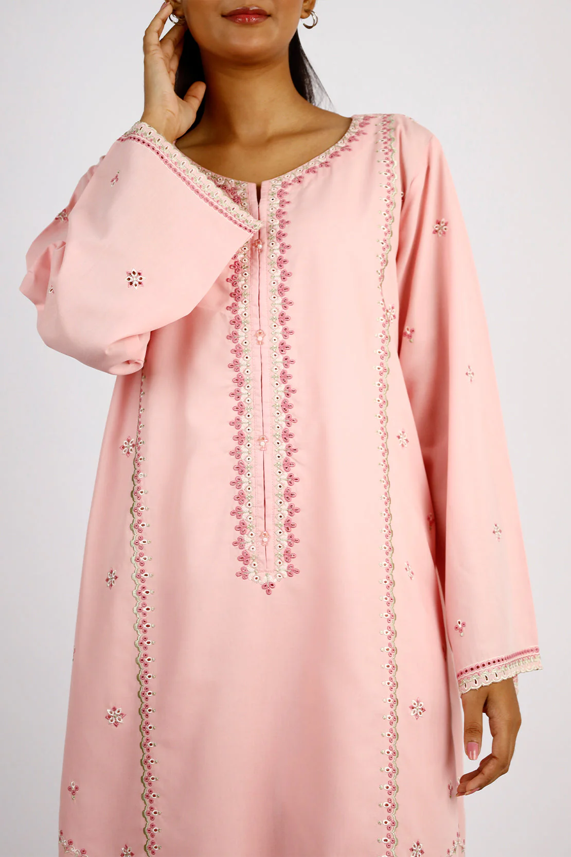 Solid Embroidered Polyester Stitched 2 Piece (Shirt/Trouser) - Image 2