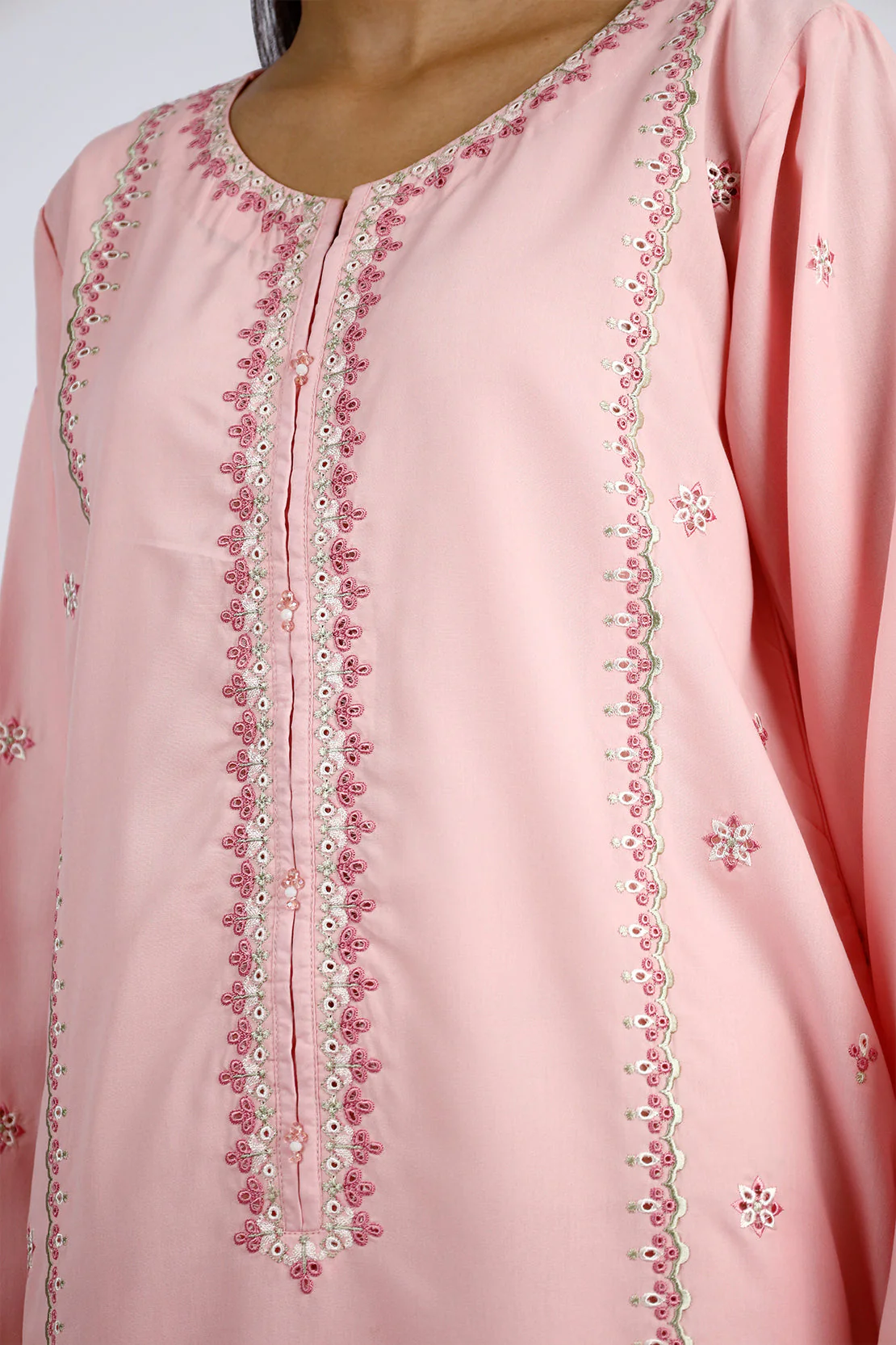 Solid Embroidered Polyester Stitched 2 Piece (Shirt/Trouser) - Image 4