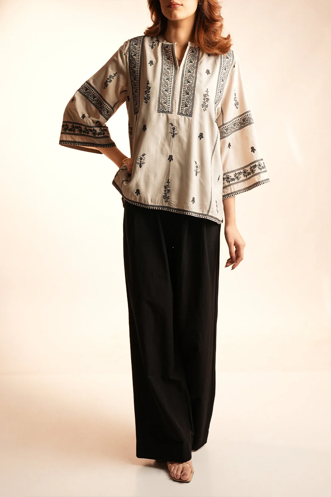 Solid Embroidered Polyester Stitched Shirt - Image 2