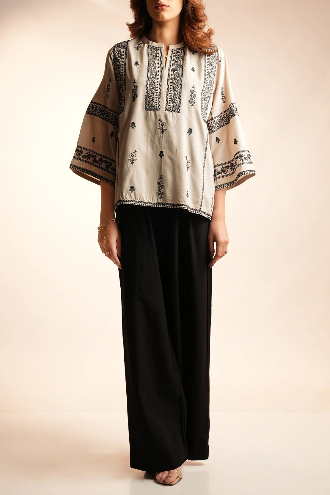 Solid Embroidered Polyester Stitched Shirt - Image 3