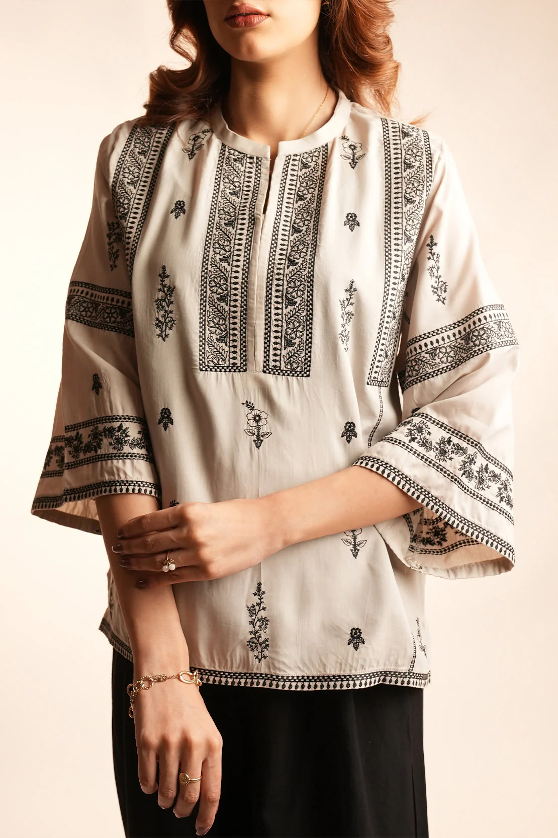 Solid Embroidered Polyester Stitched Shirt - Image 4