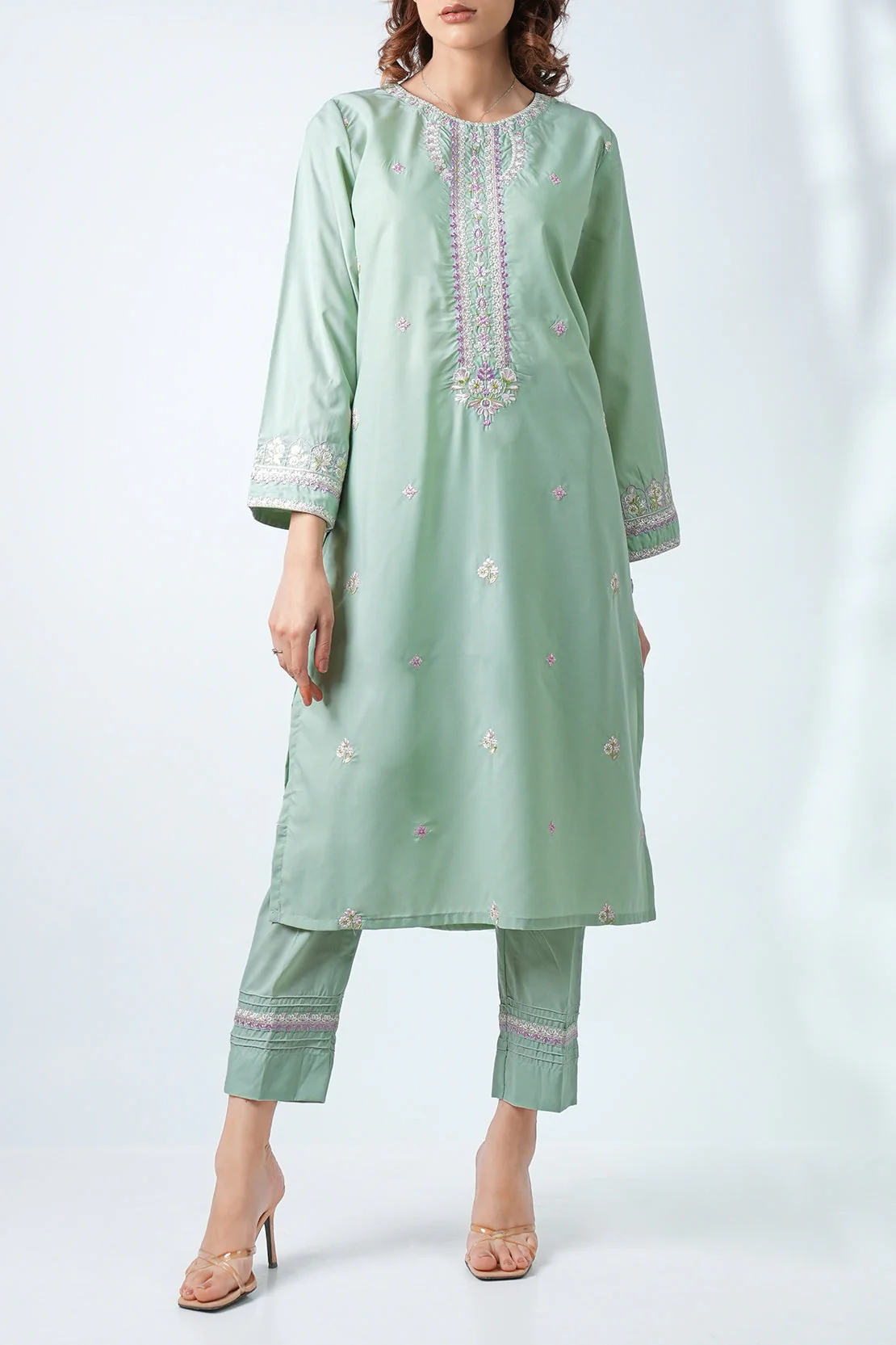 Solid Embroidered Polyester Stitched Shirt