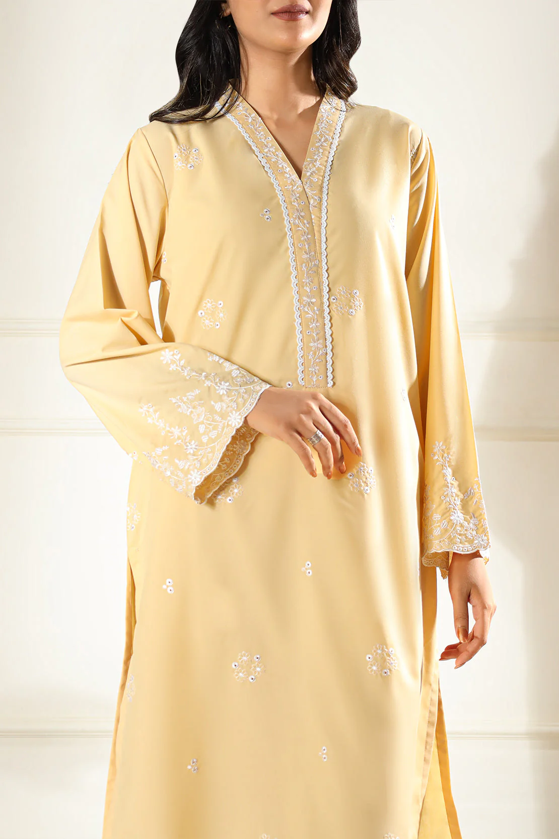 Solid Embroidered Polyester Stitched Shirt - Image 4