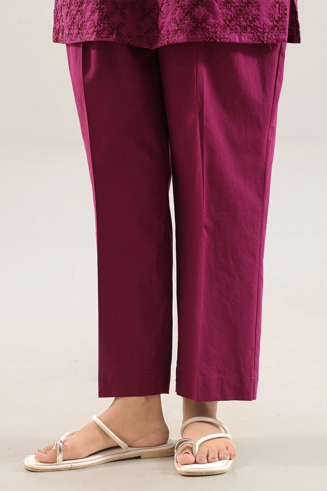 Solid Embroidered Poplin Stitched 2 piece (Shirt/Trouser) - Image 5
