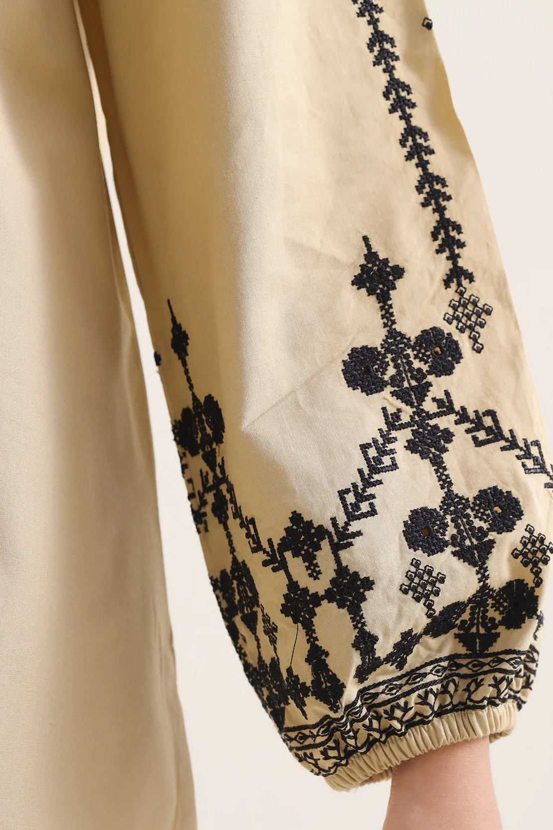 Solid Embroidered Poplin Stitched 2 piece (Shirt/Trouser) - Image 7