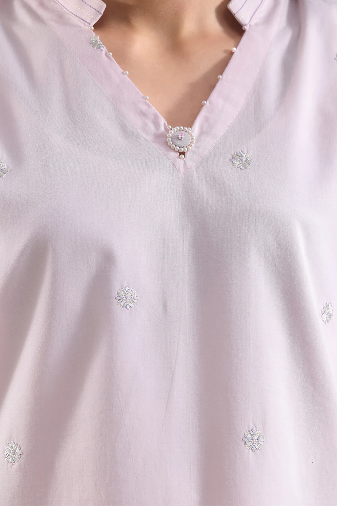 Solid Embroidered Poplin Stitched 2 piece (Shirt/Trouser) - Image 4