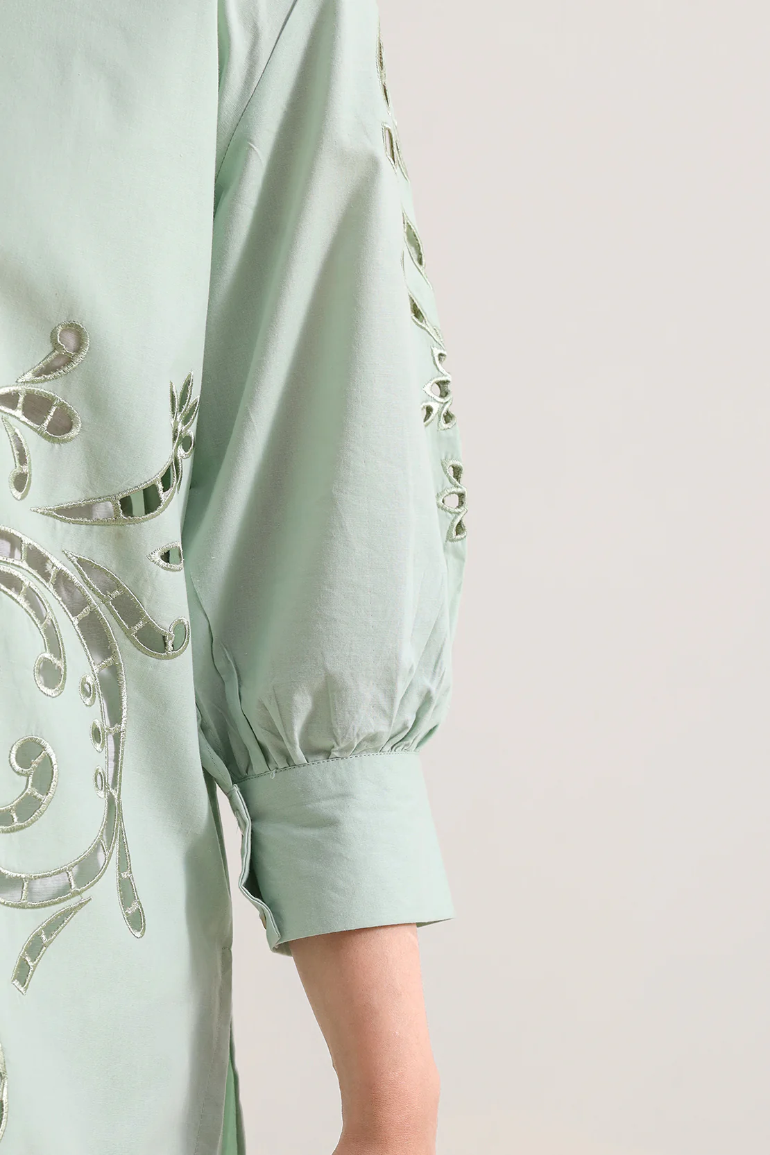 Solid Embroidered Poplin Stitched 2 piece (Shirt/Trouser) - Image 6