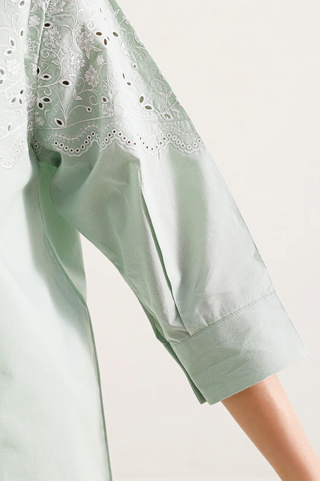 Solid Embroidered Poplin Stitched 2 piece (Shirt/Trouser) - Image 4