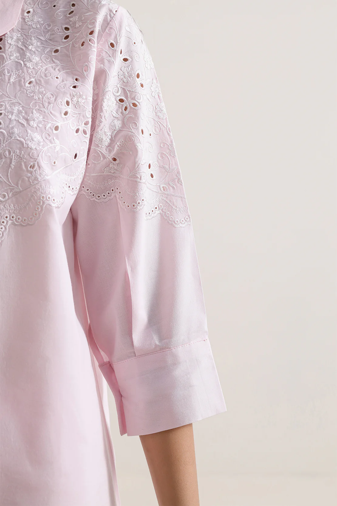 Solid Embroidered Poplin Stitched 2 piece (Shirt/Trouser) - Image 4