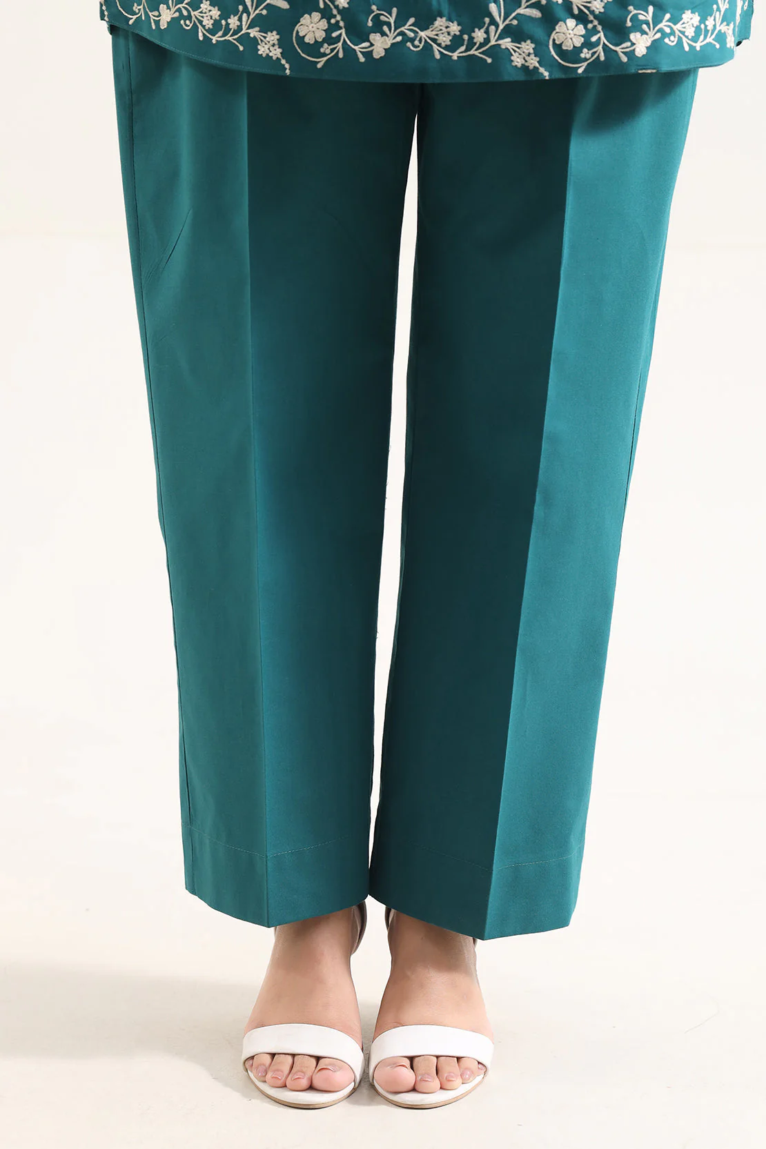 Solid Embroidered Poplin Stitched 2 piece (Shirt/Trouser) - Image 6