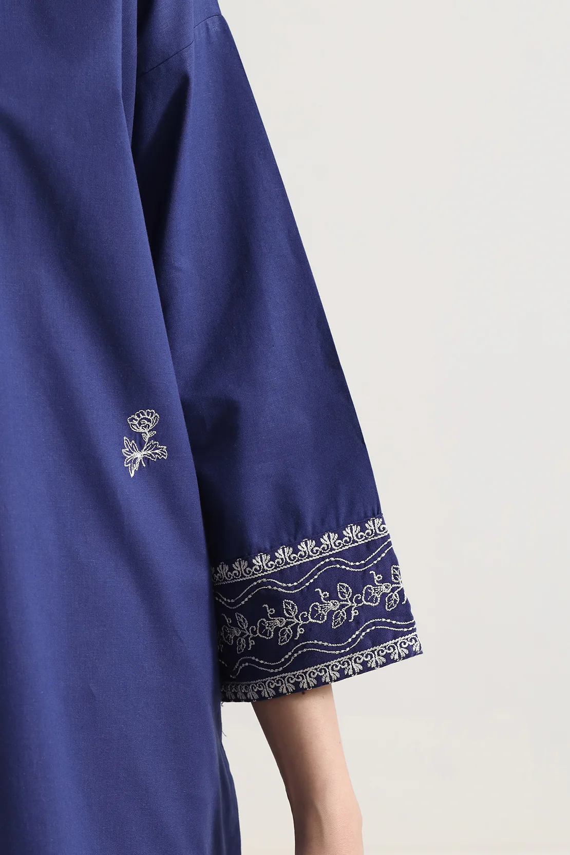 Solid Embroidered Poplin Stitched 2 piece (Shirt/Trouser) - Image 7