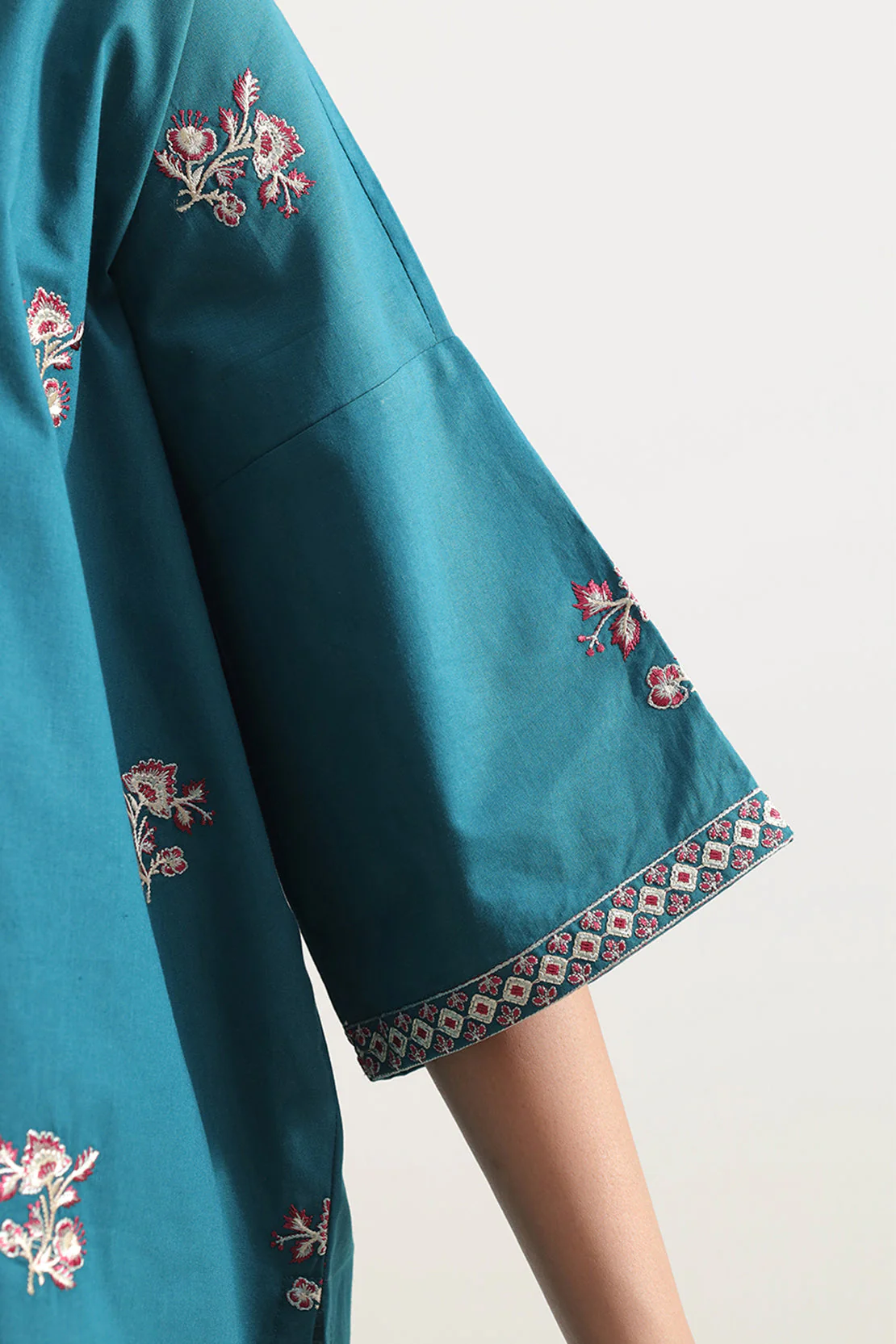 Solid Embroidered Poplin Stitched Shirt - Image 6