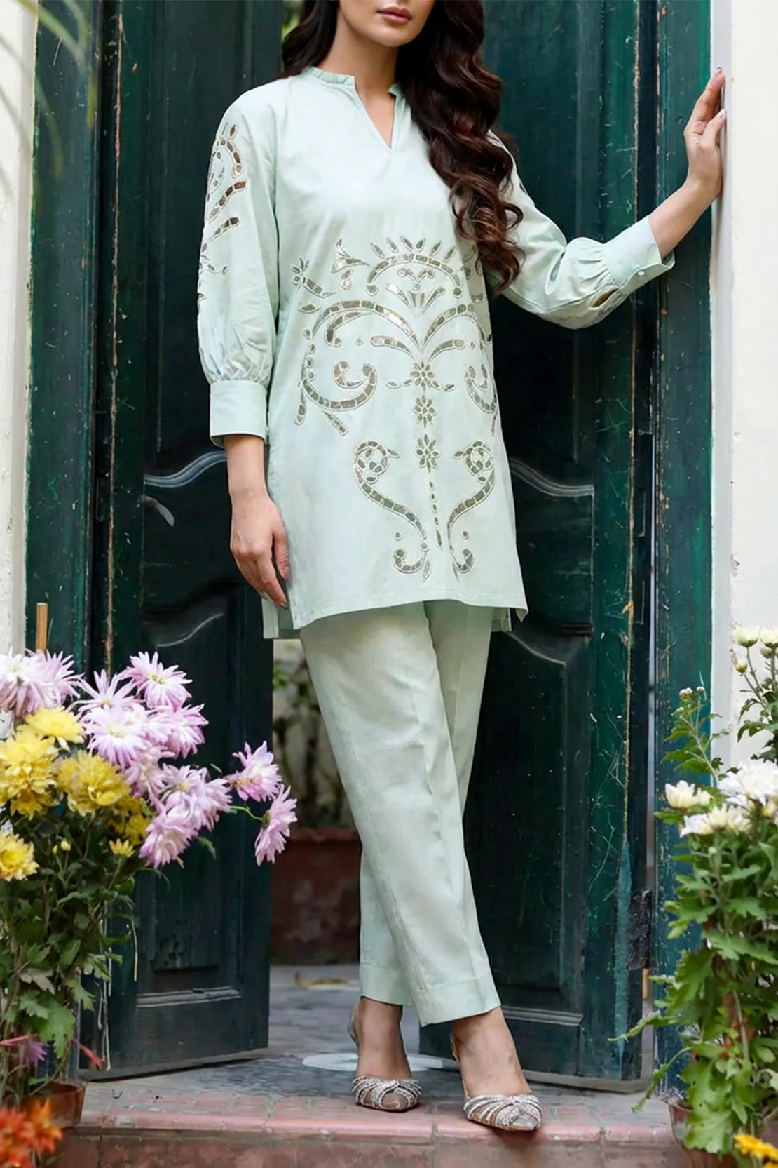 Solid Embroidered Poplin Stitched Shirt
