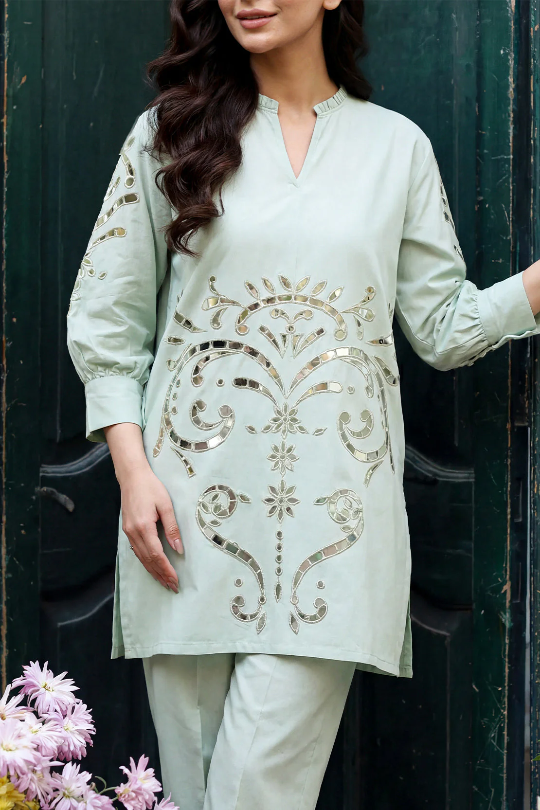 Solid Embroidered Poplin Stitched Shirt - Image 4