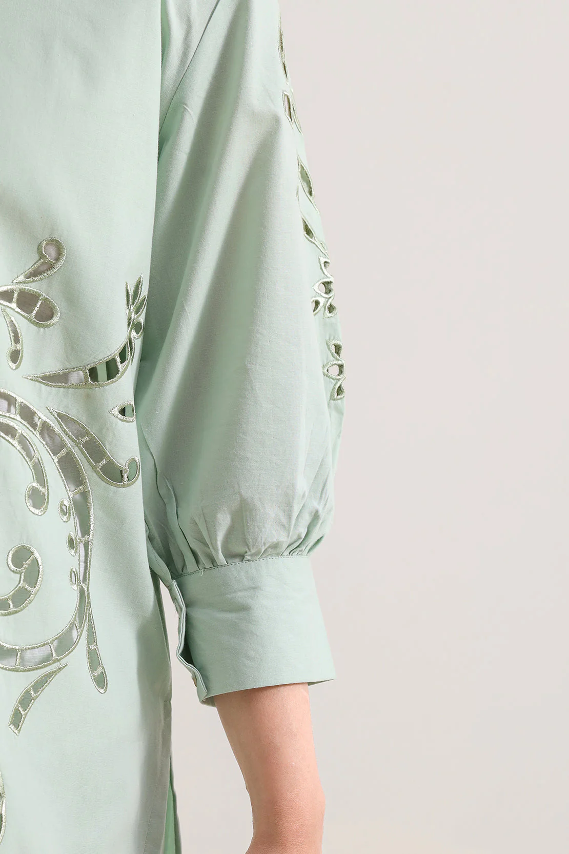 Solid Embroidered Poplin Stitched Shirt - Image 6