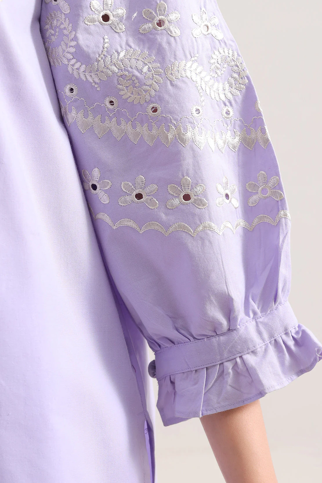 Solid Embroidered Poplin Stitched Shirt - Image 5