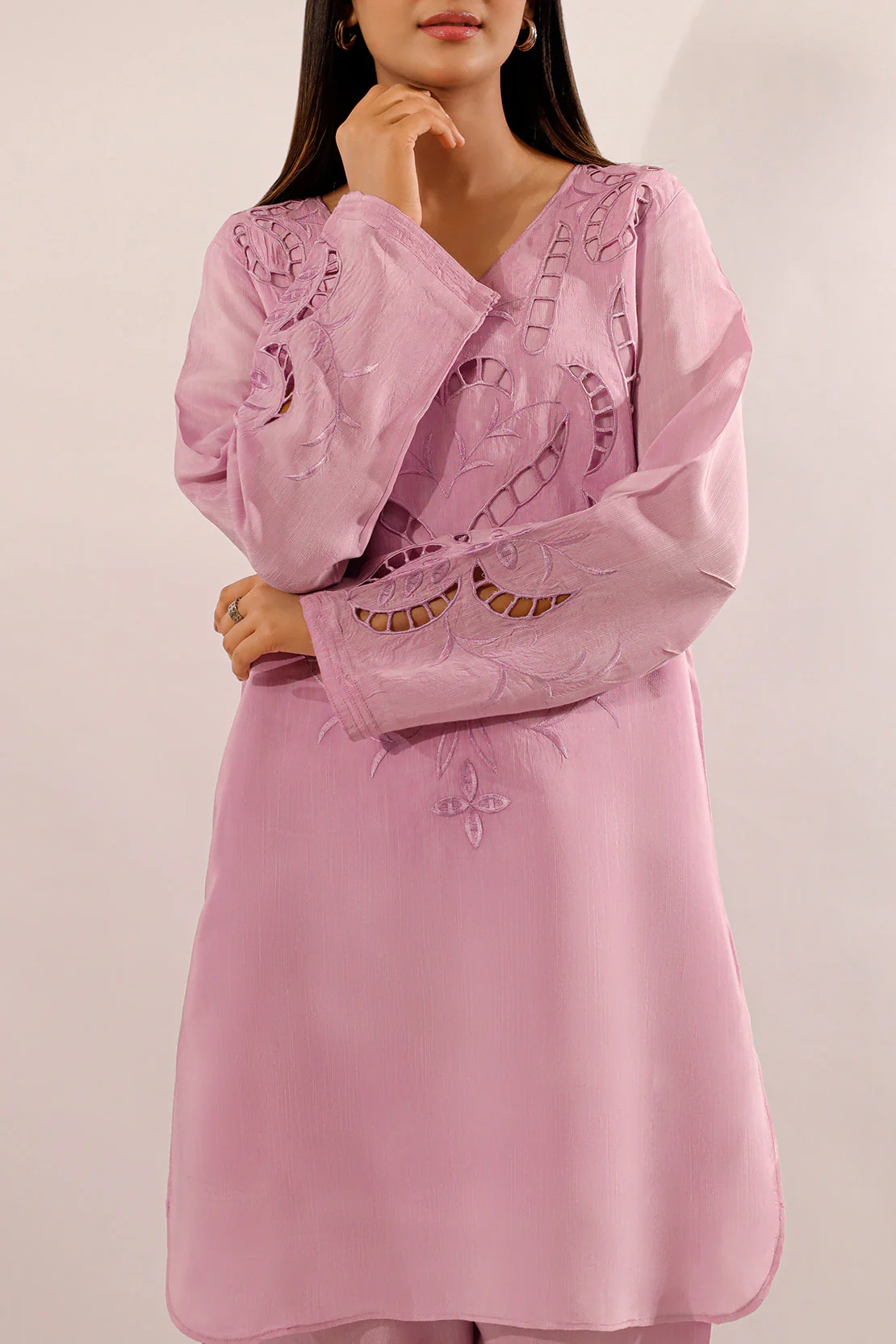 Solid Embroidered Raw Silk Stitched 2 piece Shirt Trouser - Image 4