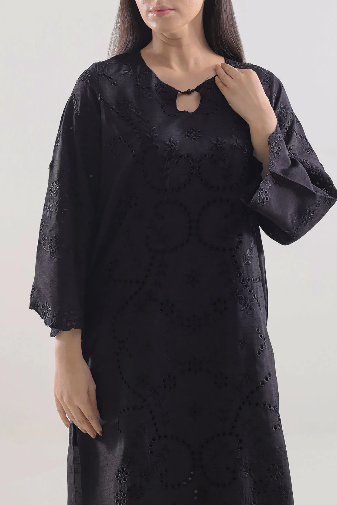 Solid Embroidered Raw Silk Stitched 2 piece Shirt Trouser - Image 2