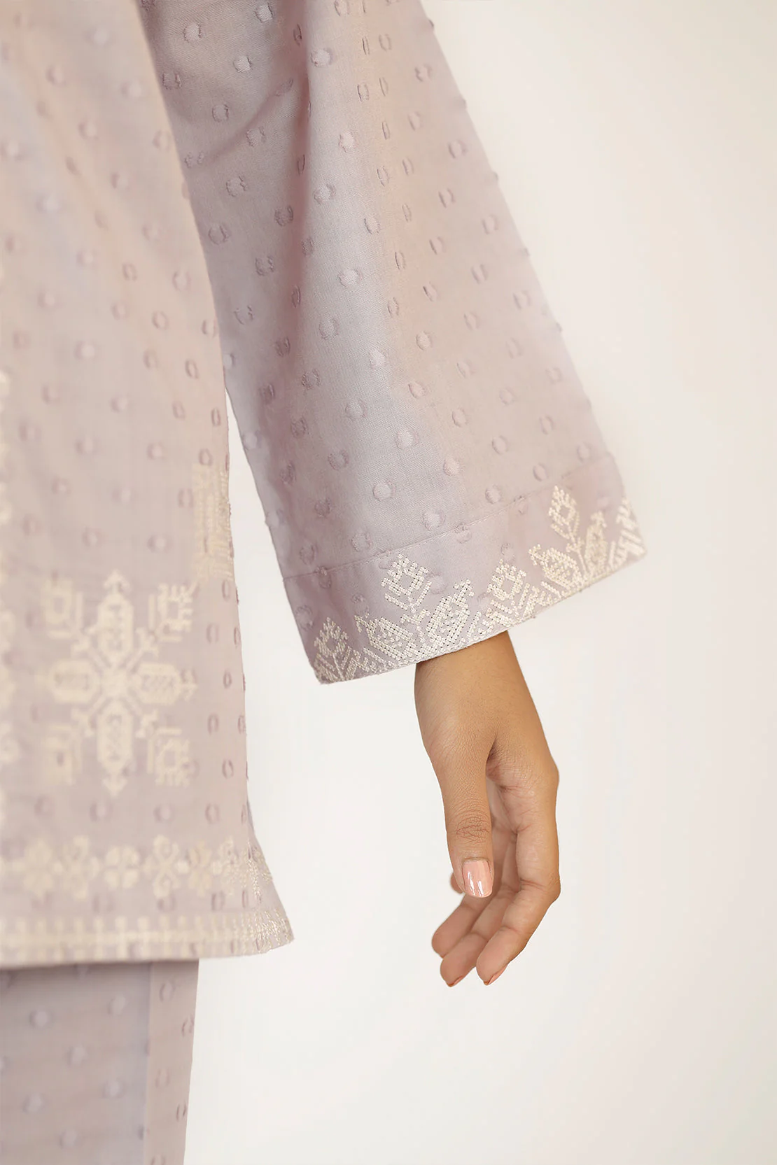 Solid Embroidered Reverse Jacquard Stitched 2 Piece (Shirt/Trouser) - Image 4
