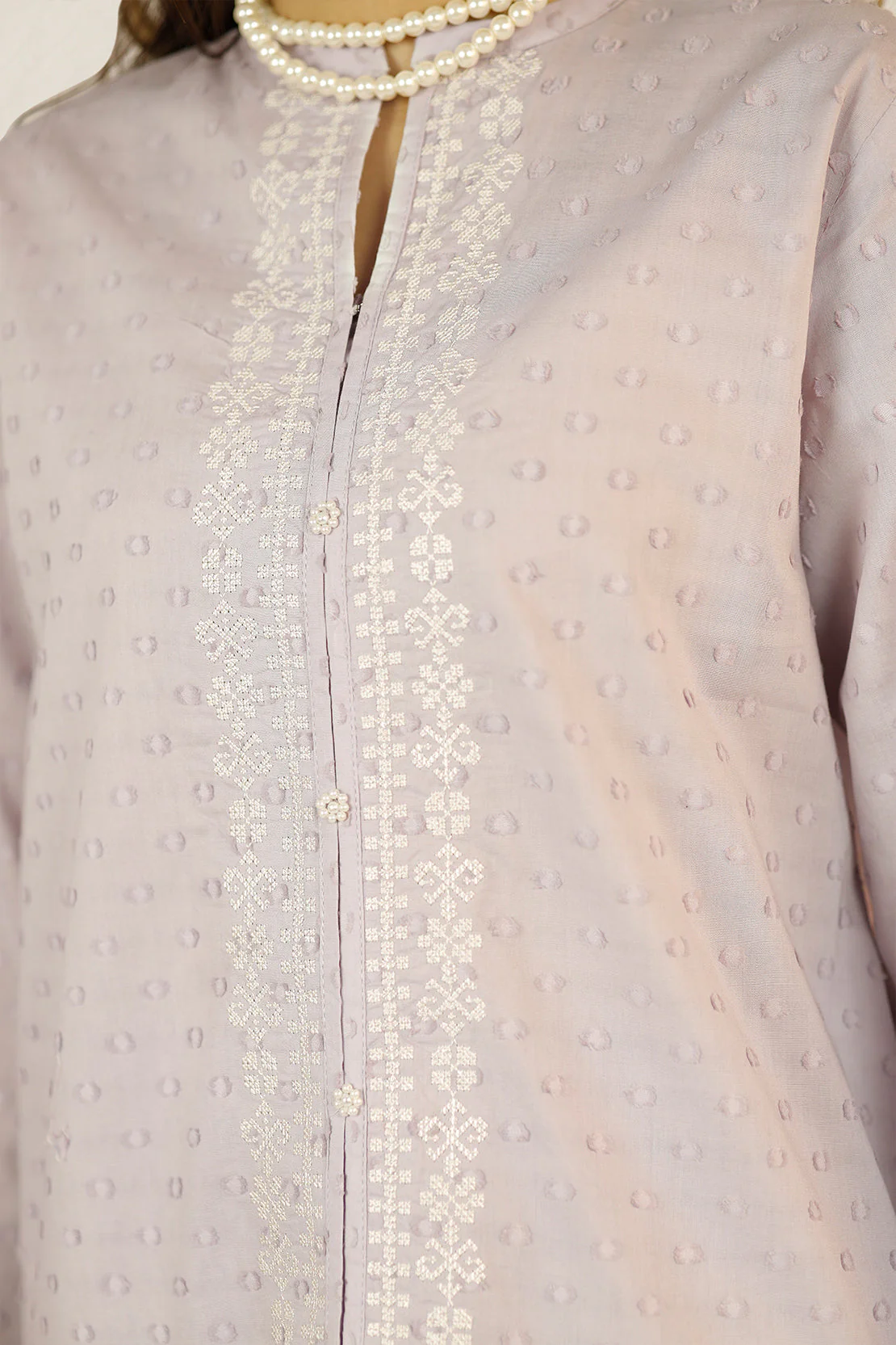 Solid Embroidered Reverse Jacquard Stitched 2 Piece (Shirt/Trouser) - Image 5