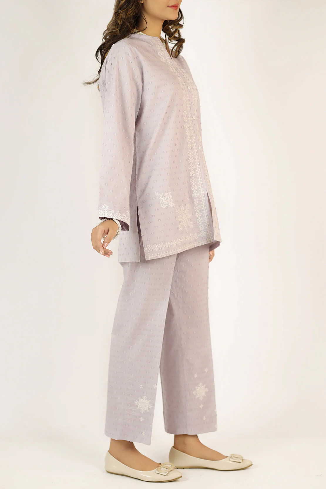 Solid Embroidered Reverse Jacquard Stitched 2 Piece (Shirt/Trouser) - Image 7