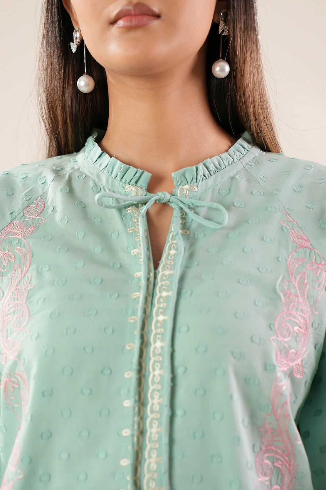 Solid+Embroidered Reverse Jacquard Stitched 2 Piece (Shirt/Trouser) - Image 6