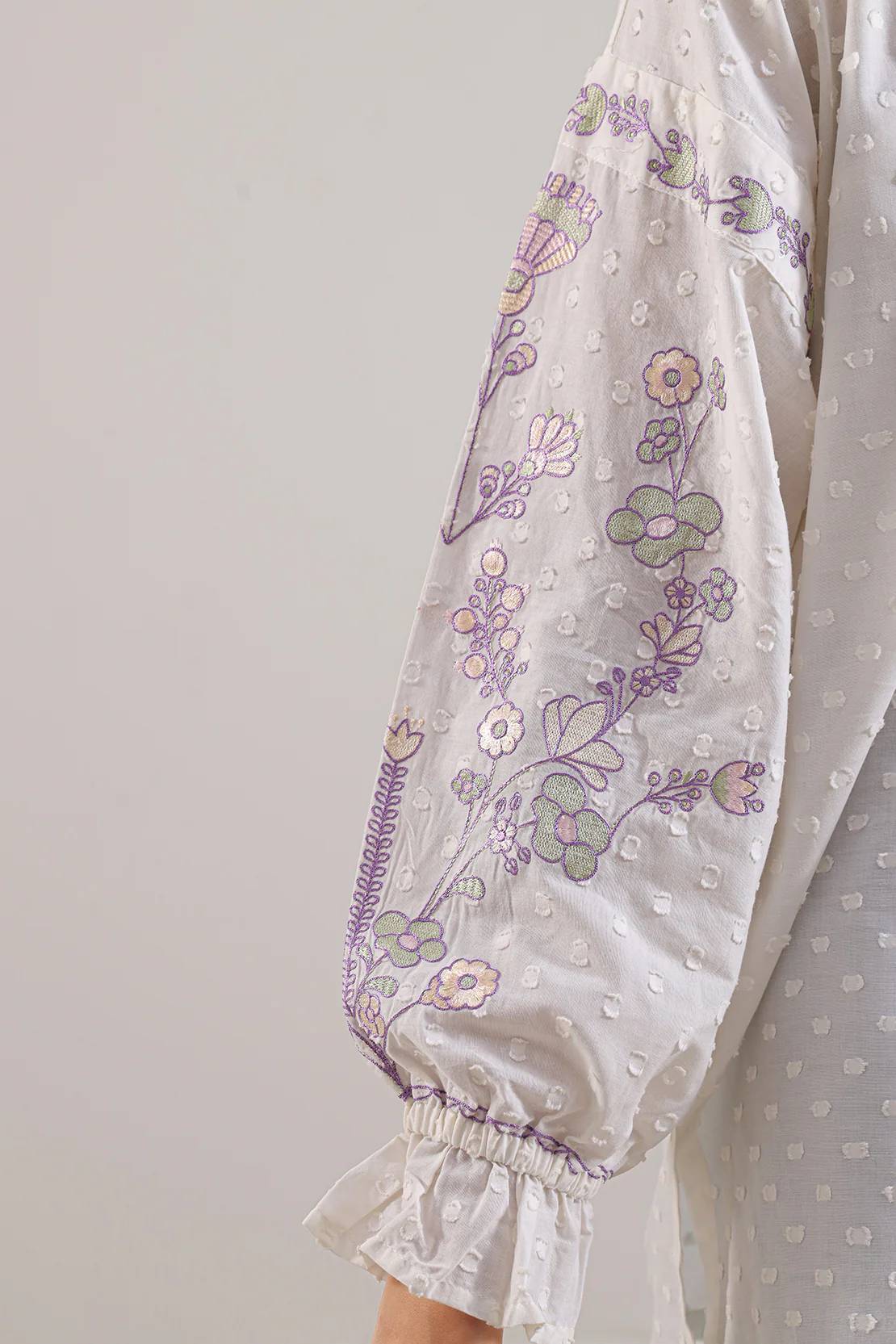 Solid + Embroidered  Reverse Jacquard Stitched Shirt - Image 4