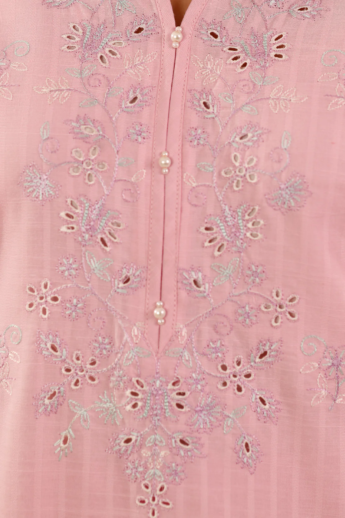 Solid Embroidered Slub Cotton Stitched 2 Piece (Shirt/Trouser) - Image 3