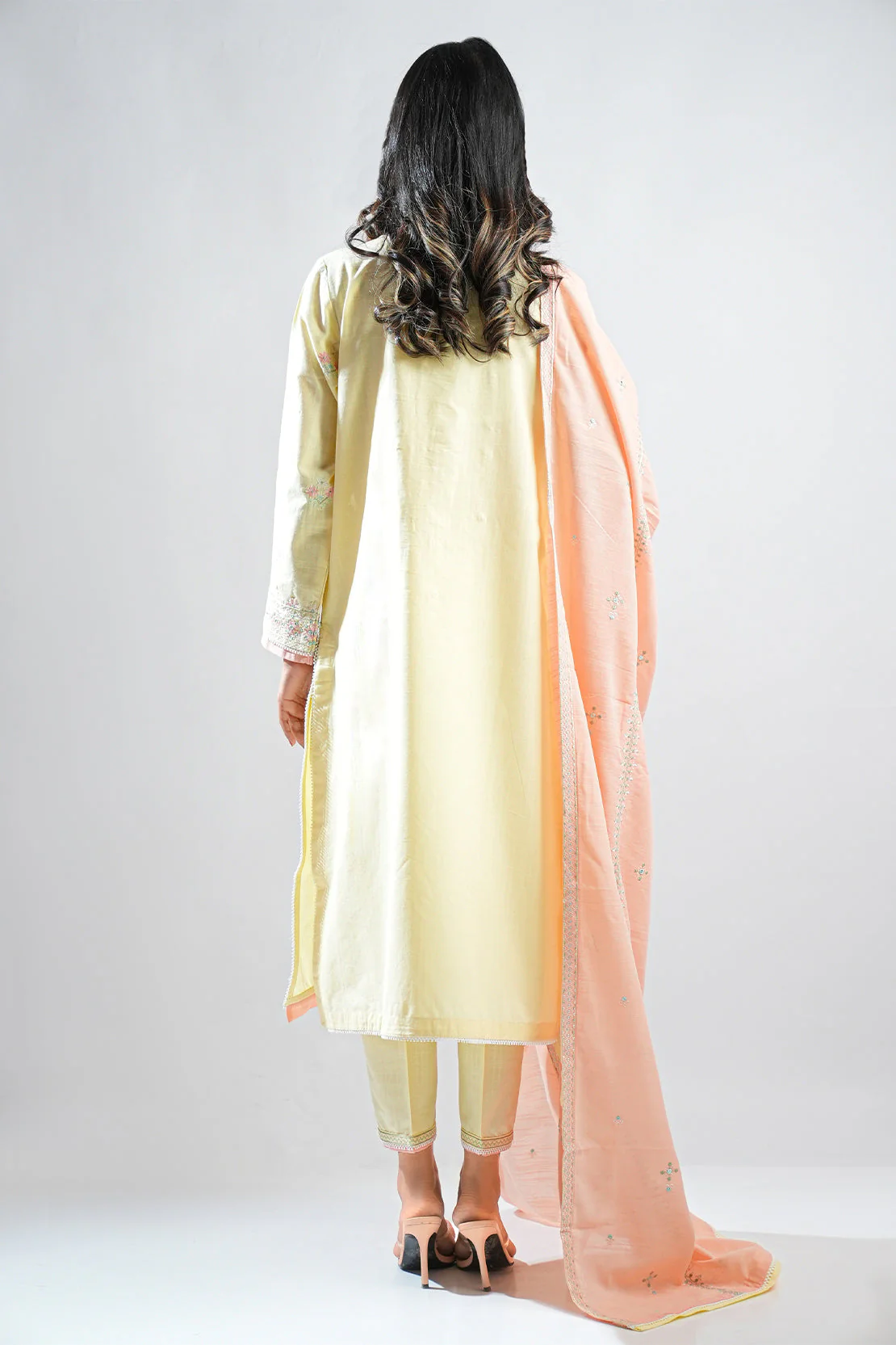 Solid Embroidered Slub Cotton Stitched 2 Piece (Shirt/Trouser) - Image 6