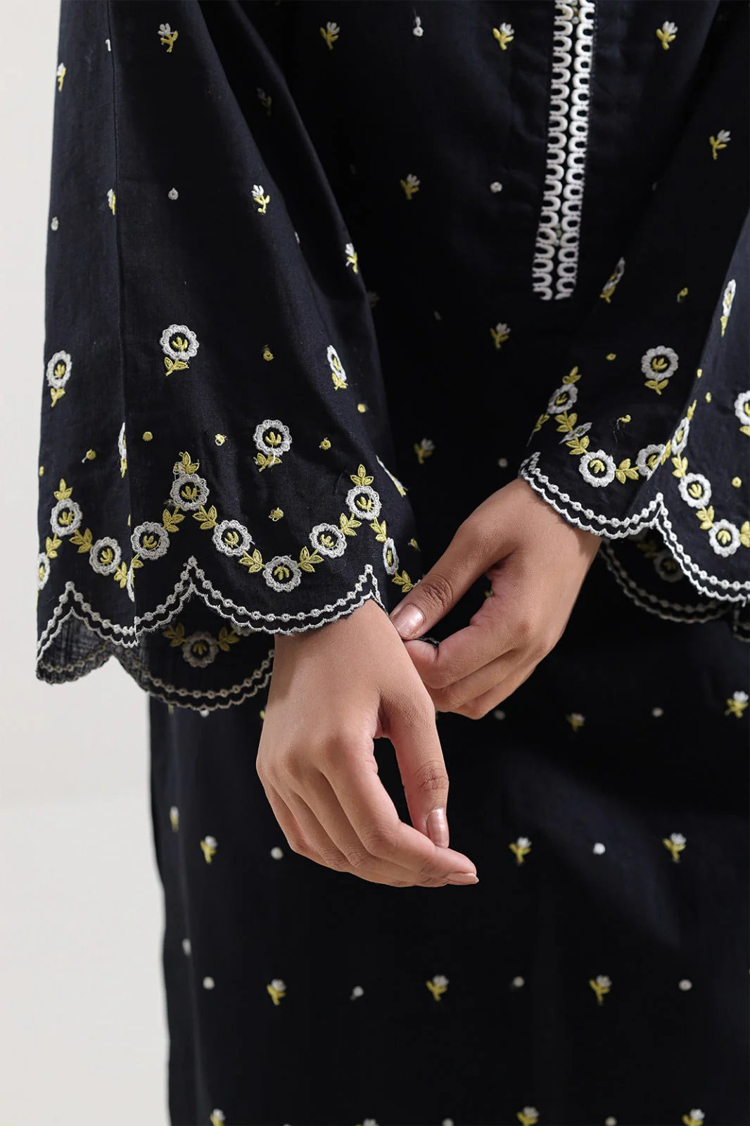 Solid Embroidered Slub Cotton Stitched 2 Piece (Shirt/Trouser) - Image 6