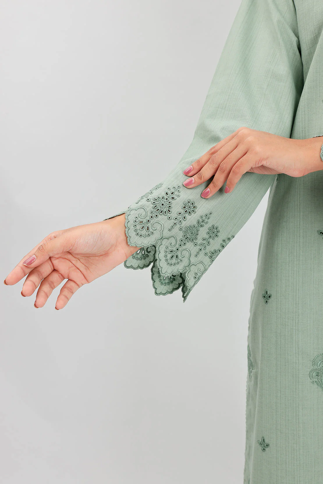 Solid Embroidered Slub Viscose Stitched 2 Piece (Shirt/Trouser) - Image 6
