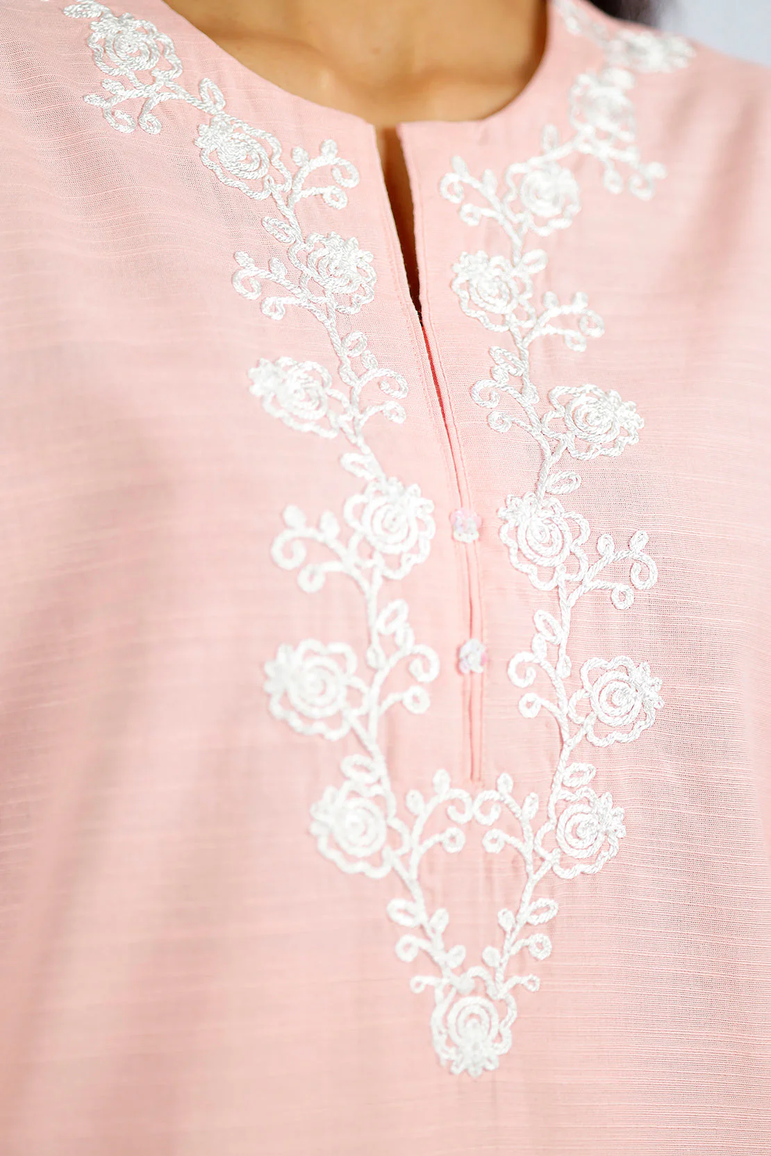 Solid Embroidered Slub Viscose Stitched 2 Piece (Shirt/Trouser) - Image 3