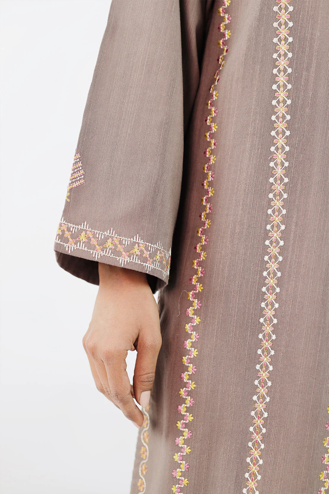 Solid Embroidered Slub Viscose Stitched 2 Piece (Shirt/Trouser) - Image 5