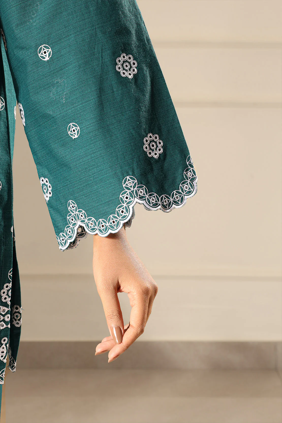 Solid Embroidered Slub Viscose Stitched 2 Piece (Shirt/Trouser) - Image 8