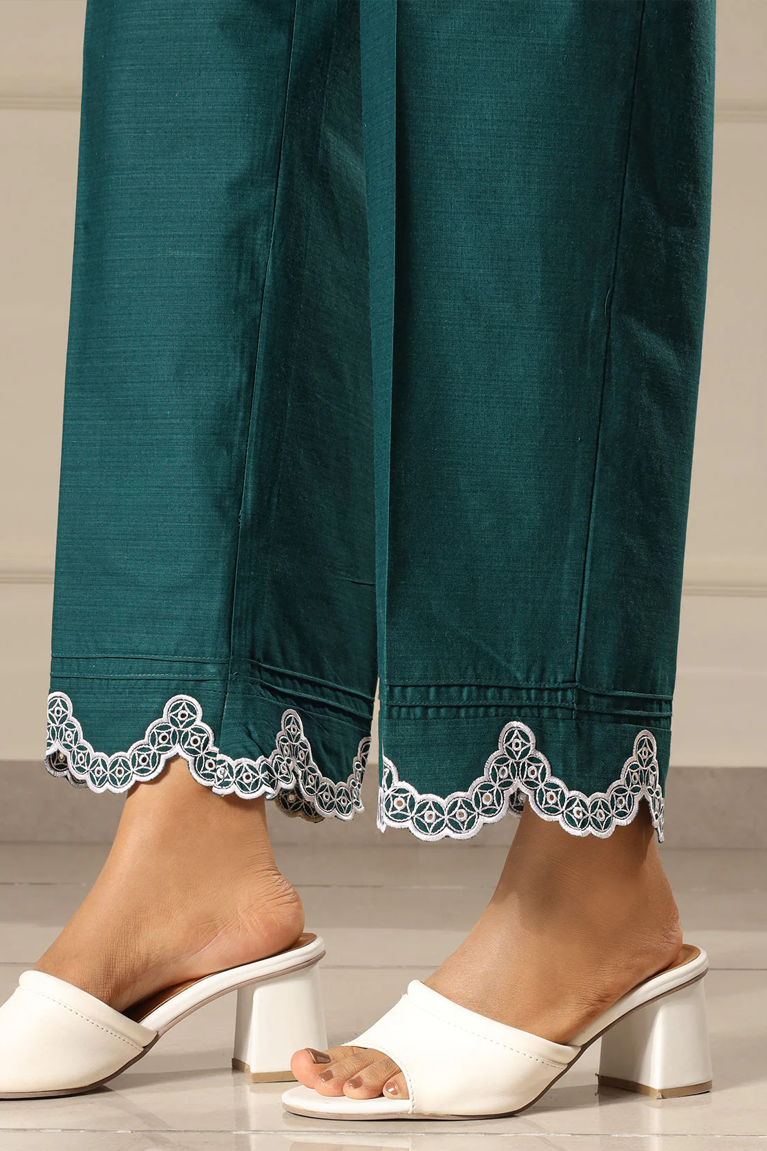 Solid Embroidered Slub Viscose Stitched 2 Piece (Shirt/Trouser) - Image 9