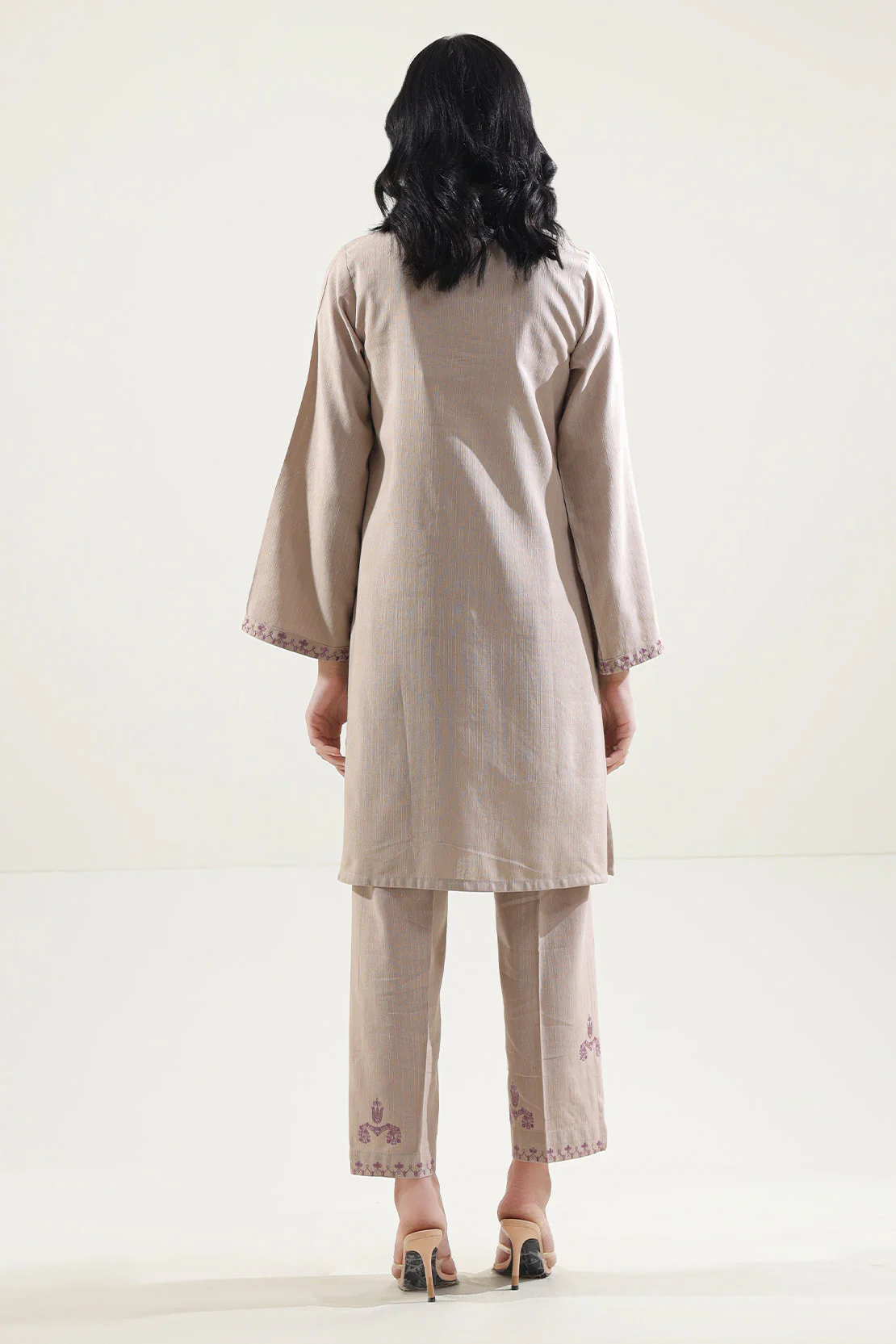 Solid Embroidered Slub Viscose Stitched 2 Piece (Shirt/Trouser) - Image 3