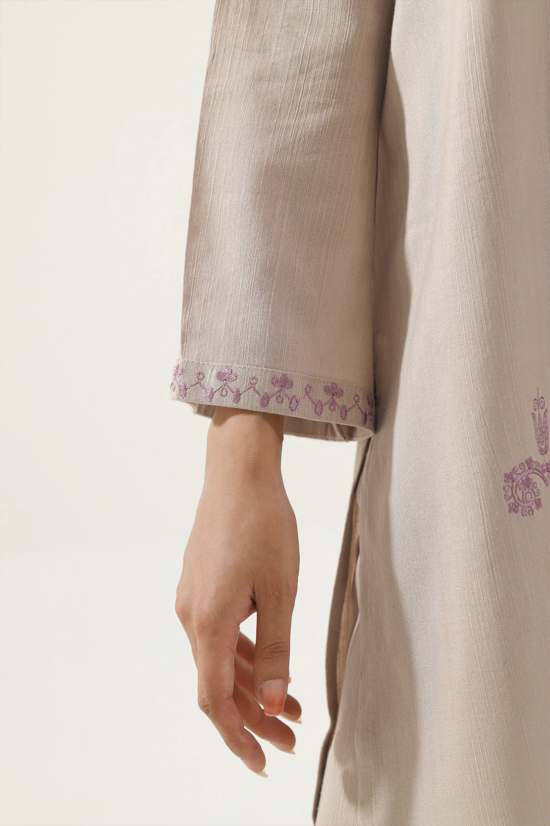 Solid Embroidered Slub Viscose Stitched 2 Piece (Shirt/Trouser) - Image 5