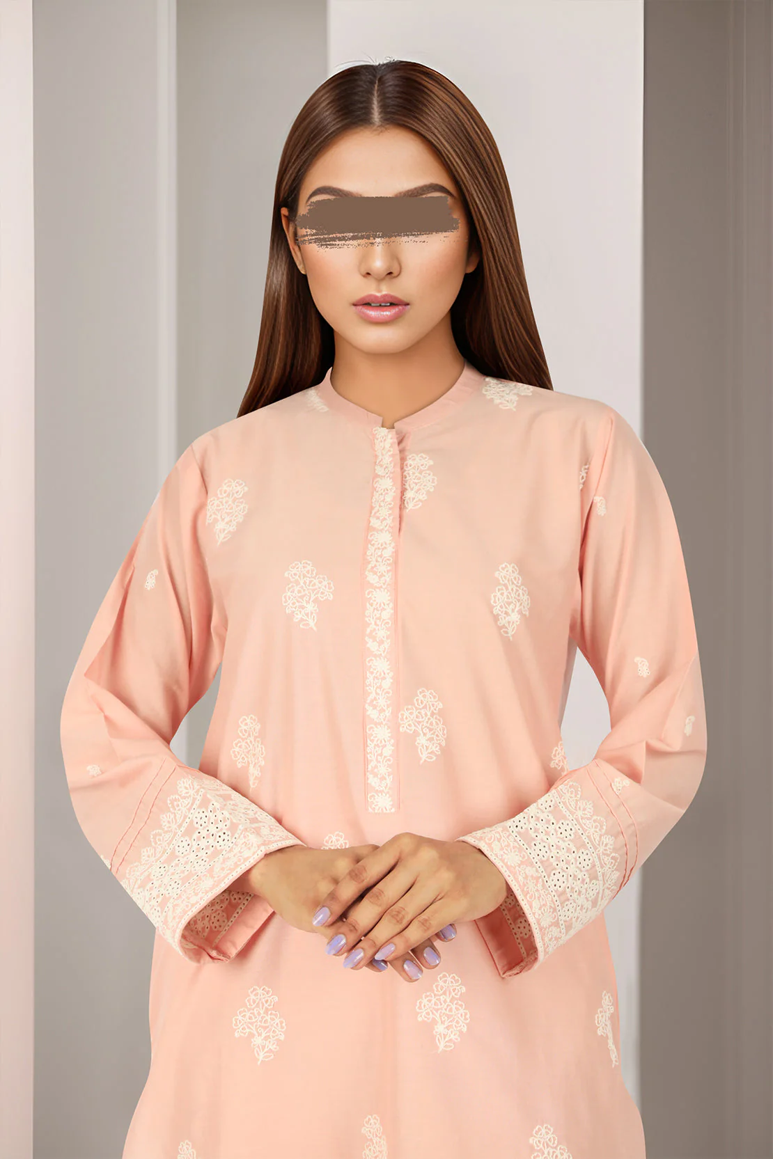 Solid Embroidered Slub Viscose Stitched 2 Piece (Shirt/Trouser) - Image 2