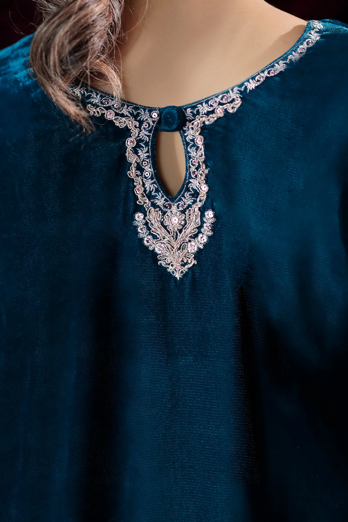 Solid Embroidered Velvet Stitched (Shirt/Trouser) - Image 7