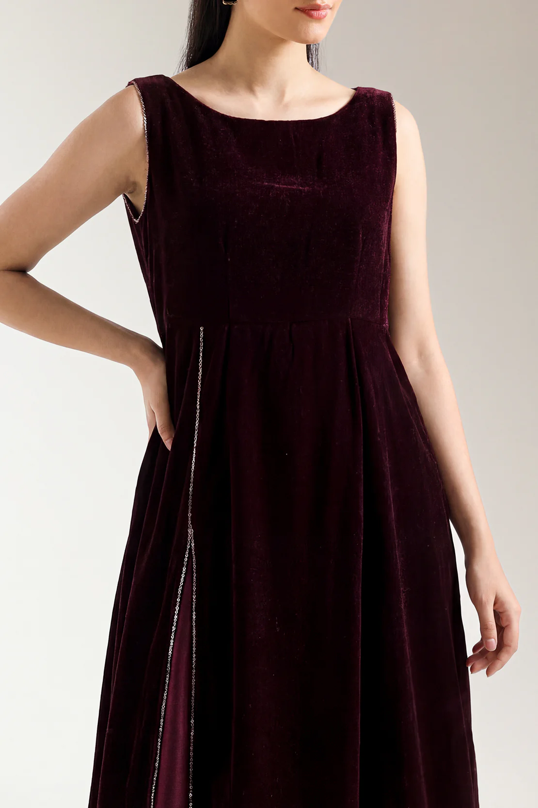 Solid Embroidered Velvet Stitched (Shirt/Trouser) - Image 2