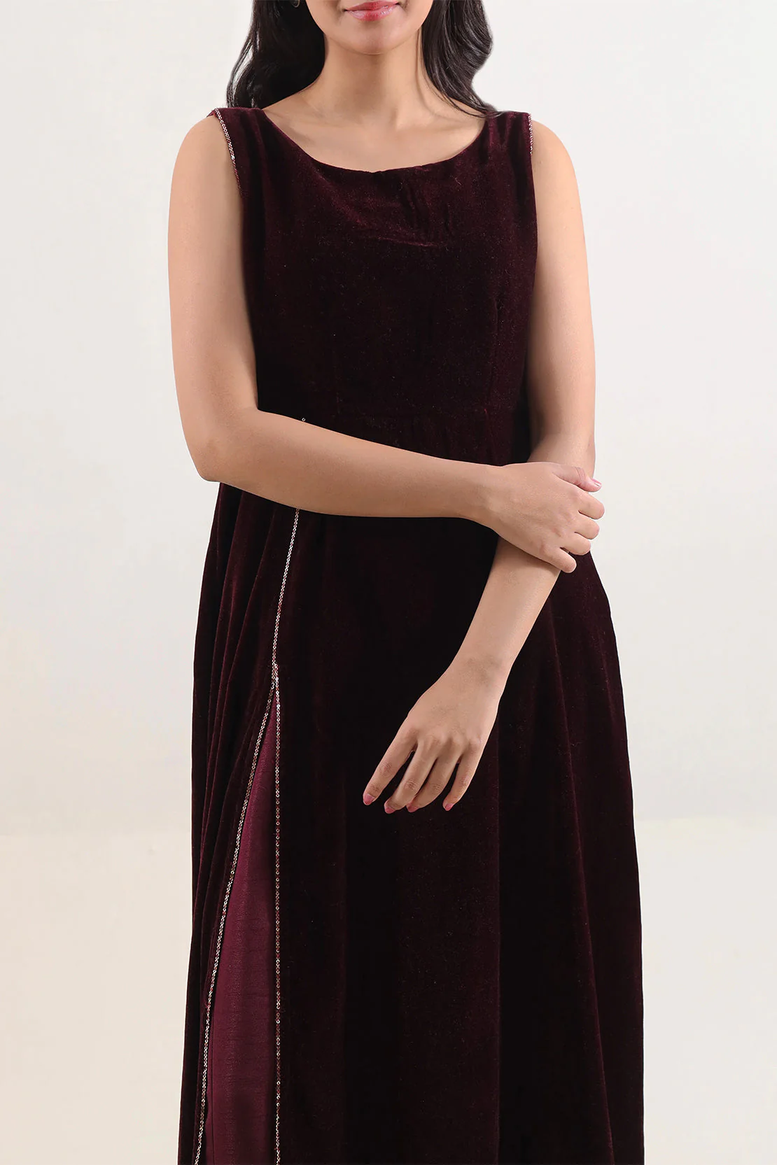 Solid Embroidered Velvet Stitched (Shirt/Trouser) - Image 4